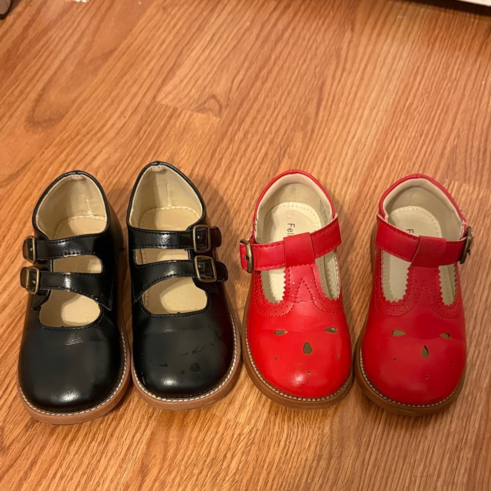 Size 8 - 2 pairs Classic Mary Jane Shoes in Black and Red